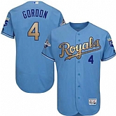 Glued Kansas City Royals #4 Alex Gordon Light Blue FlexBase 2015 World Series Champions Gold Program Baseball Jersey,baseball caps,new era cap wholesale,wholesale hats